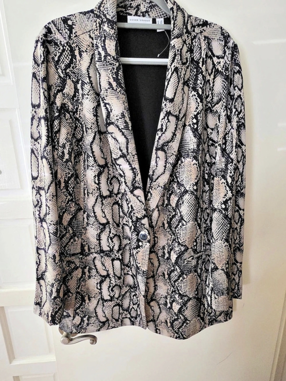 Susan Graver Snake Print Blazer in Pink & Black Size 3X Like New